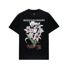 24SS 우영미 플라워 백로고 티셔츠 블랙 W241TS06708B