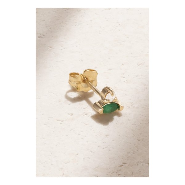 스톤 앤 스트랜드 10k 골드 에메랄드 다이아몬드 싱글 이어링 1647597326486370