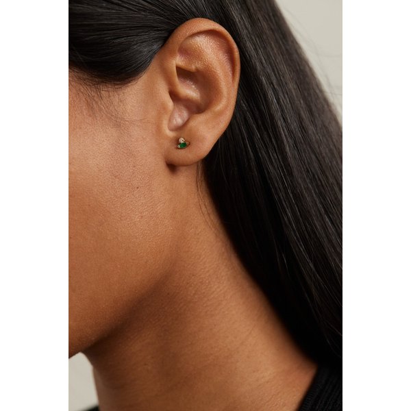 스톤 앤 스트랜드 10k 골드 에메랄드 다이아몬드 싱글 이어링 1647597326486370