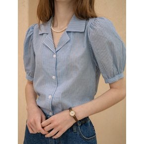 A3416 Princess hole shirt_Blue stripe