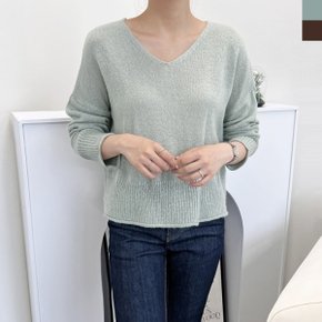 블레오 여성 봄 가을 기본 브이넥 무지 데일리 긴팔 니트