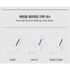 남녀공용 에센셜 세로워딩 크루 삭스 UQ123CSC13WHT