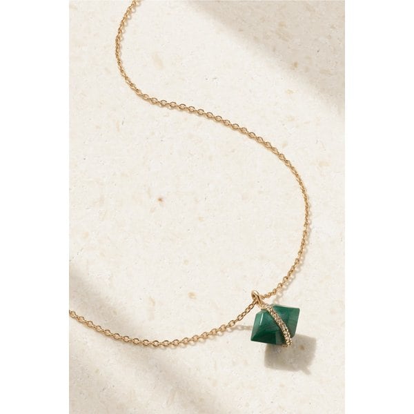 멜리사 조이 매닝 14K 골드 말라카이트 헤르키머 다이아몬드 목걸이 46376663162930733