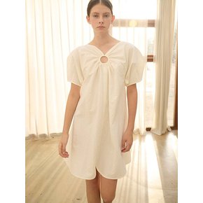 Posie O-ring Lantern Sleeve Mini Dress_Ivory