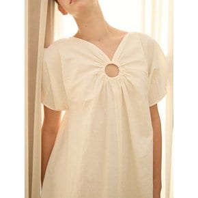 Posie O-ring Lantern Sleeve Mini Dress_Ivory