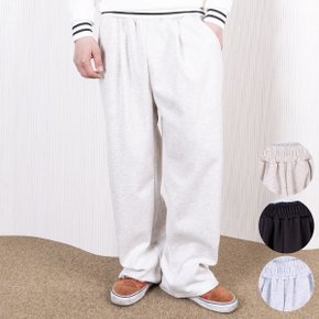 남성 운무 와이드 트레이닝 바지 허리 밴딩 편한 데일리 홈웨어 일자 팬츠 블랙멜란지그레이멜란지베이지