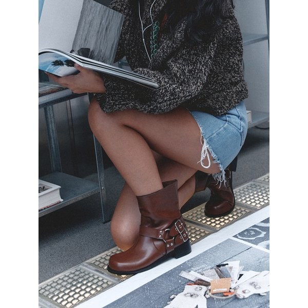 [리퍼브][단독]me1001 buckle rider short boots