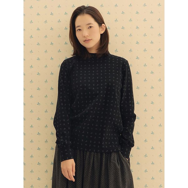 플라워 냅핑 하프터틀 스웨트셔츠 블랙 251006BK