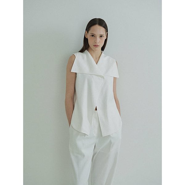 Sailor Collar Linen Vest_White