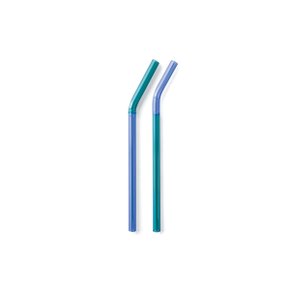 [이노메싸] Two Tone Glass Straw (Set of 2) 투 톤 글라스 스트로우 세트 그린/블루 (24169)