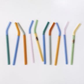 [이노메싸] Two Tone Glass Straw (Set of 2) 투 톤 글라스 스트로우 세트 그린/블루 (24169)