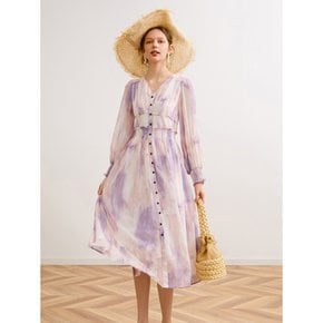 Ozie Purple tie-dye dress