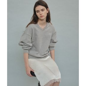 LOOSE FIT V-NECK SWEATSHIRT [TIFA04LT21]_Melange gray