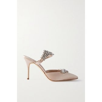 마놀로블라닉 루럼 90 크리스탈 장식 새틴 뮬 1647597286943388