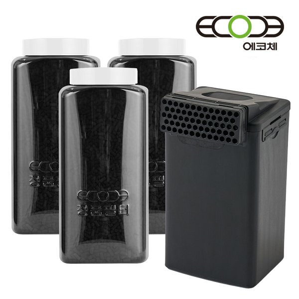 음식물처리기 활성탄 리필 필터3개+하우징필터 1개 ECC-800 ECC-888 겸용 정품