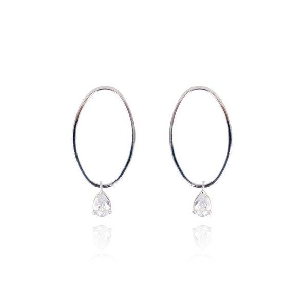 Oval Dew Cubic Drop Earring [오벌 듀 큐빅 드롭 귀걸이 _ 실버]