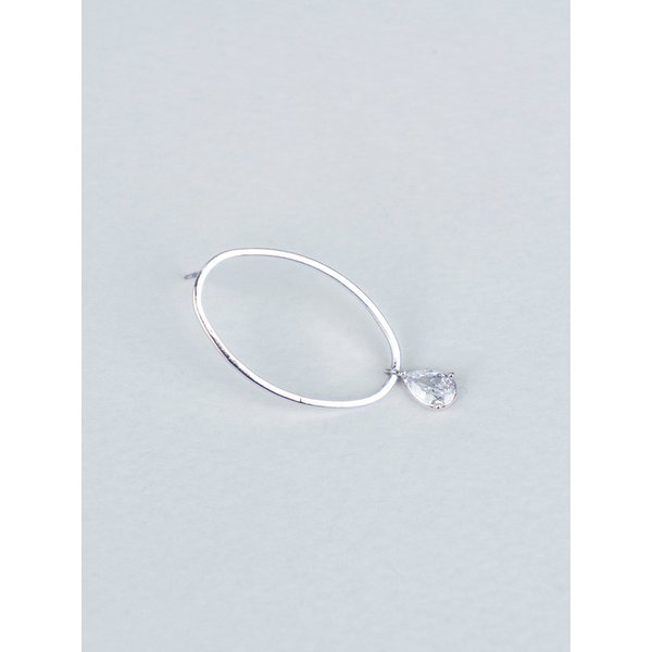 Oval Dew Cubic Drop Earring [오벌 듀 큐빅 드롭 귀걸이 _ 실버]