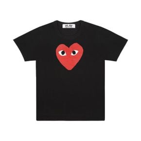 Play Comme des Garcons 플레이 꼼데가르송 레드 하트 티셔츠 블랙