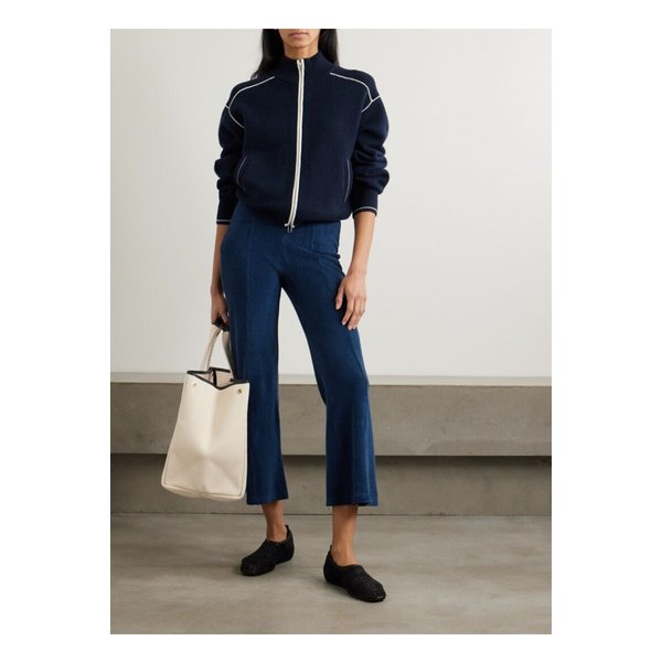 수지 콘디 필리 킥 크롭 테리 코튼 혼방 플레어 팬츠 네이비 1647597358994190