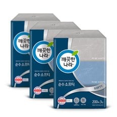 순수 소프티 미용티슈 200매 3입 3팩