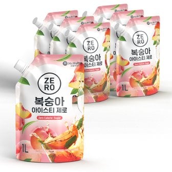  맥널티 복숭아 아이스티 제로칼로리 음료 1L 6개입