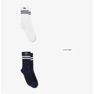 라코스테 스포츠 남녀공용 브리더블 스트라이프 중목 양말 RA1095-55N