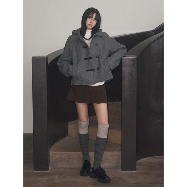 캐시미어 멜톤 더플 후디 숏 코트 [2COLOR]