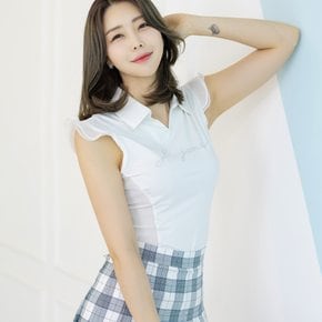 여성 골프웨어 제이제인 프릴 슬리브리스 (White)