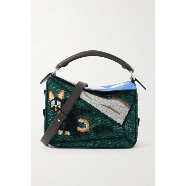 + 루이스 웨인 퍼즐 미래주의 고양이 아플리케 가죽 니트 숄더백 46376663162984242