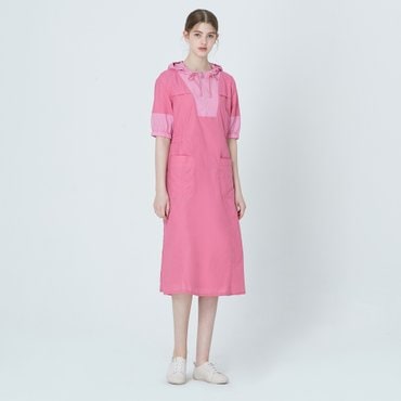 기비 [온라인 단독 20%][GIVY] 배색 후드 아노락 원피스 GY25M1FRD6071
