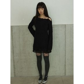 Wave Knitting Mini Dress_Black