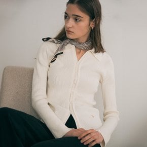 COLLAR RIBBED CARDIGAN IVORY