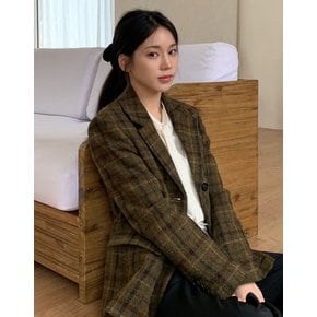 [헤지스 여성] [[24FW]] HSJA4D772K2 [온라인전용][HARRIS TWEED] 싱글 레귤러핏 자켓 카키