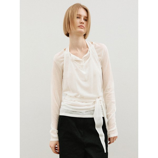 린넨 홀터넥 레이어드 니트 셋업_WHITE