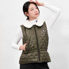 겨울패딩조끼 미우 퍼포먼스 라브르 여성골프 가죽 패딩집업조끼 여자패딩조끼_P412625375