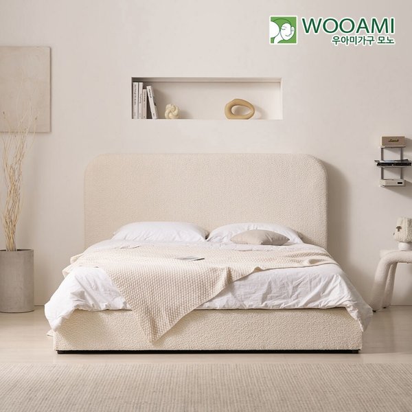 [착불] 우아미가구 모노 카디 패브릭 퀸사이즈 침대 독립 유로탑 40T Q