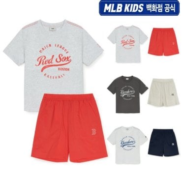 MLB키즈 [백화점 공식]25SS  빈티지 원형 아트웍 티셔츠 세트  7AS1VT153