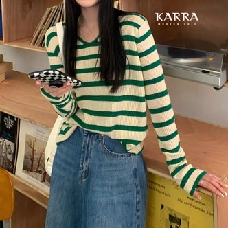 카라 KARRA 톰보이단가라브이넥니트_A4S0809