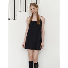 romance ribbon dress -  black