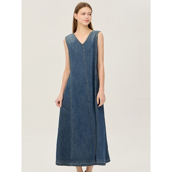 민소매 A 라인 데님 원피스_BAOP13441IN