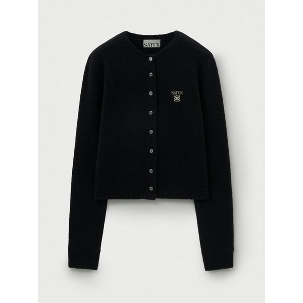 (W) 로렌 울 블렌드 크루 넥 니트 가디건_블랙