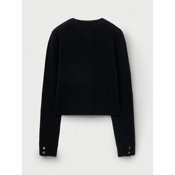 (W) 로렌 울 블렌드 크루 넥 니트 가디건_블랙