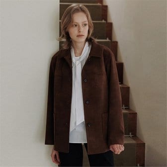 blank03 [블랭크03] suede single half jacket (vintage brown)