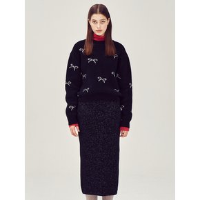 [SET] Glitter Alpaca Knit Pullover & Skirt