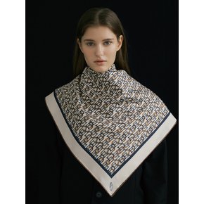 Chain Square SilK Scarf 90 - Beige/Camel