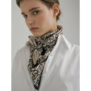 Chain Square SilK Scarf 90 - Beige/Camel