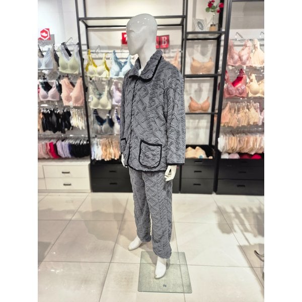 [시흥점] S 솔브 ) 꽈배기 극세사 남성 파자마 세트 [SEV248MS-GY]