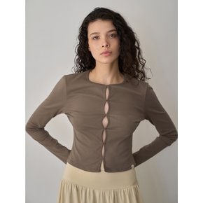 Ribbed Eyelet Tee (Caramel Brown)