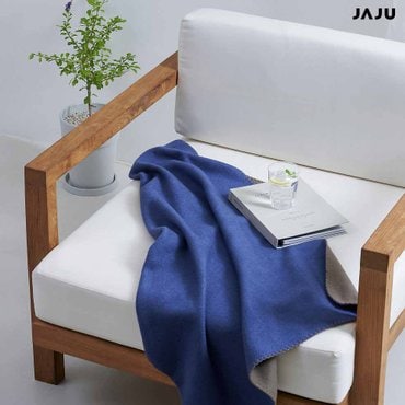 JAJU (침구)배색 플리스 양면 블랭킷_80x110cm_네이비