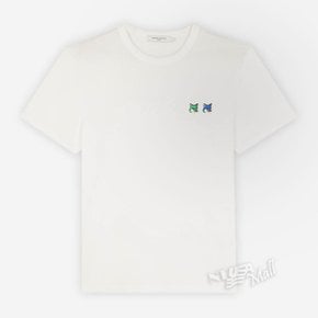 남성 더블 모노크롬 폭스 헤드 티셔츠 KM00101KJ0008 MAISON KITSUNE DOUBLE MONOCHR